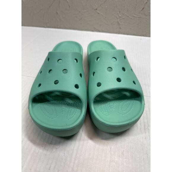 Crocs Classic Womens Platform Slide Sandal Foam Green Size 9 - Picture 1 of 4